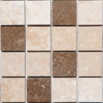 Mozaic Travertin Classic Noce Lustruit 4.8 x 4.8 x 1 cm