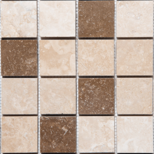 Mozaic Travertin Classic Noce Lustruit 4.8 x 4.8 x 1 cm