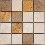 Mozaic Travertin Classic Noce Yellow Lustruit 4.8 x 4.8 x 1 cm