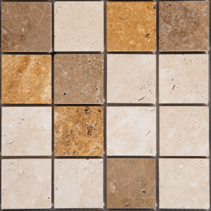 Mozaic Travertin Classic Noce Yellow Lustruit 4.8 x 4.8 x 1 cm