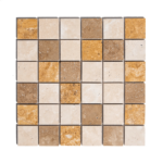 Mozaic Travertin Classic Noce Yellow Lustruit 4.8 x 4.8 x 1 cm