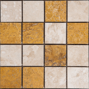 Mozaic Travertin Classic Yellow Lustruit 4.8 x 4.8 x 1 cm