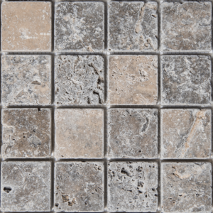 Mozaic Travertin Silver Antichizat 4.8 x 4.8 x 1 cm