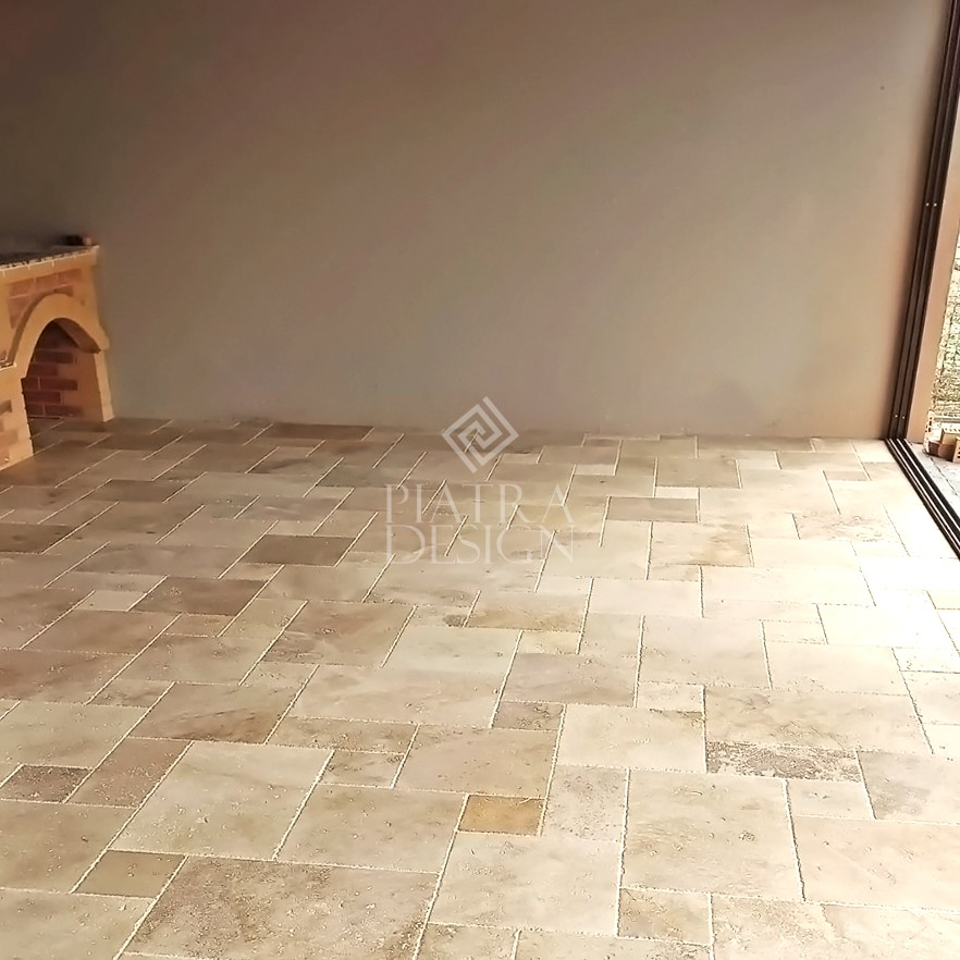 Placi Travertin Classic Rustic Periat Margini Sparte Pattern Set x 1.2 cm 2 Placi Travertin Classic Rustic Periat Margini Sparte Pattern Set x 1.2 cm - imagine 1