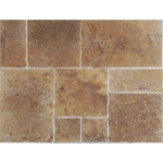 Placi Travertin Noce Periat Chituit Margini Sparte Pattern Set x 1.2 cm