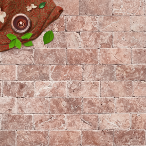 Placi Travertin Rouge Fleurs Antichizat 7.5 x 15 x 1 cm