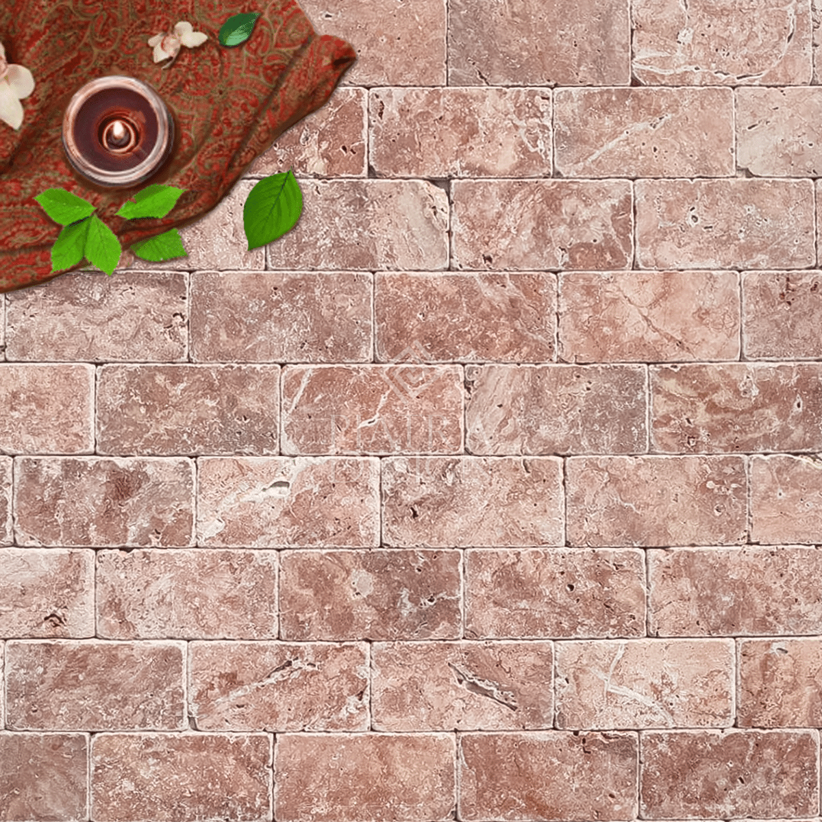 Placi Travertin Rouge Fleurs Antichizat 7.5 x 15 x 1 cm Placi Travertin Rouge Fleurs Antichizat 7.5 x 15 x 1 cm