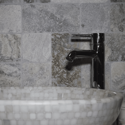 Placi Travertin Silver Rustic Antichizat 10 x 10 x 1 cm