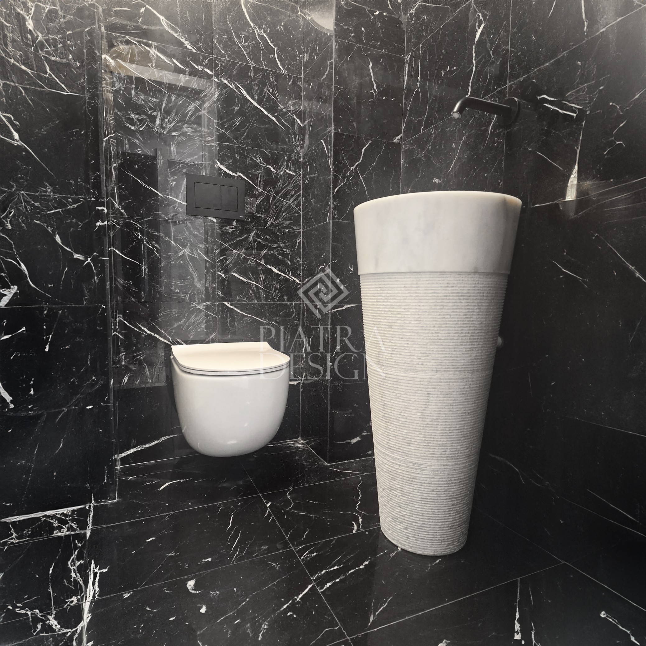 Placi Marmura Nero Marquina Lustruit 30 x 60 x 2 cm 1 Placi Marmura Nero Marquina Lustruit 30 x 60 x 2 cm - imagine 1