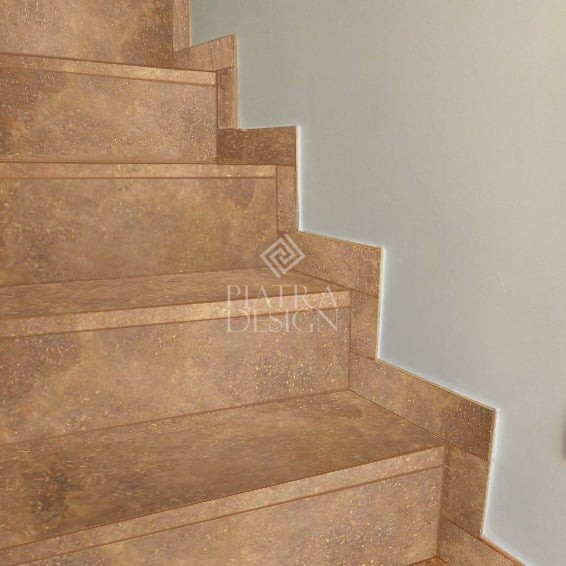 noce 5 Trepte Travertin Noce CC Lustruit Chituit -1 lungime bizotata 105 x 33 x 2 cm - imagine 1