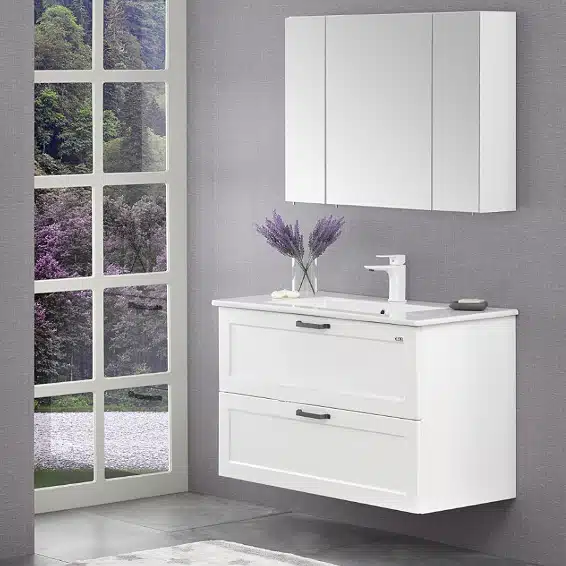 LavoarSu.jpg Dulap cu Lavoar Su Mat White 100 cm - imagine 1