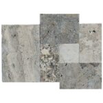 Placi Travertin Silver Rustic Antichizat Pattern Set x 1.2 cm