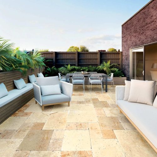Terasa pavata cu travertin exterior Classic Rustic Antichizat Pattern