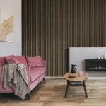 Riflaj decorativ Linea Slim 3, negru / stejar - imagine 2
