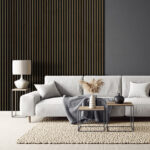 Riflaj decorativ Linea Slim 3, negru / stejar