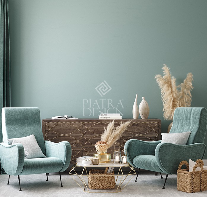 Home interior mock-up with turquoise armchairs, table and pampas Mocheta interior pufoasa Soft Perfection 17mm - imagine 1
